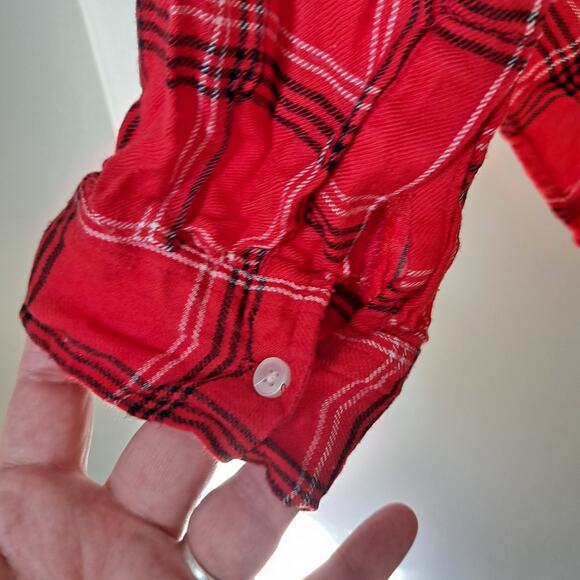 Lucky Brand Red Plaid Button Down Shirt Women's Large - Picture 3 of 9